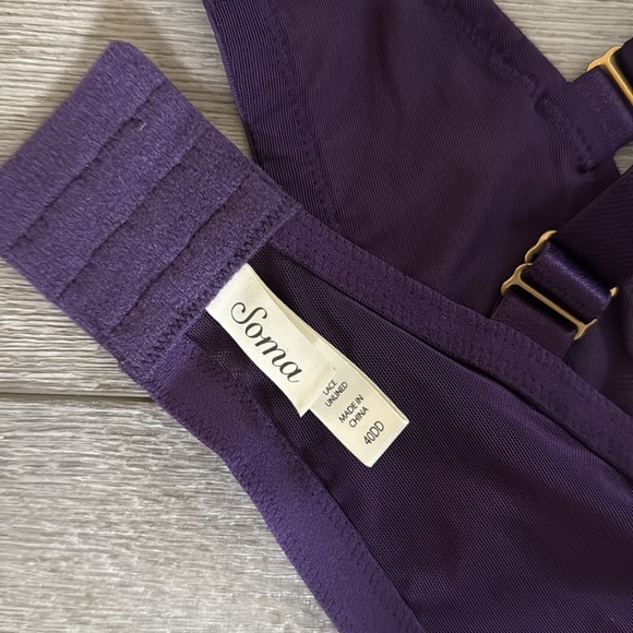 SOMA Sensuous lace unlined sheer Bra Sz 40DD purple - Picture 3 of 4